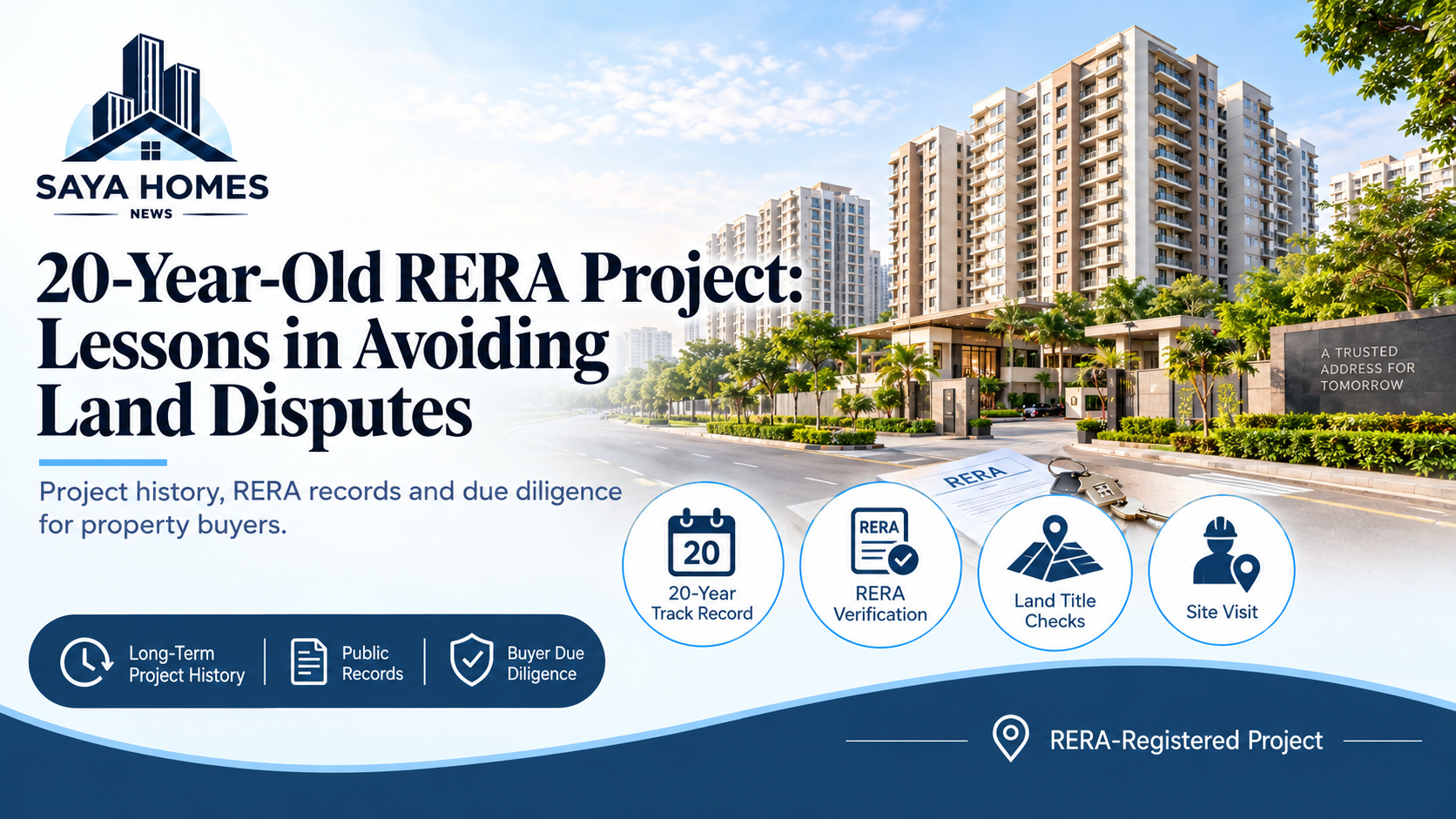 20-year-old RERA-registered project showing land dispute due diligence checks