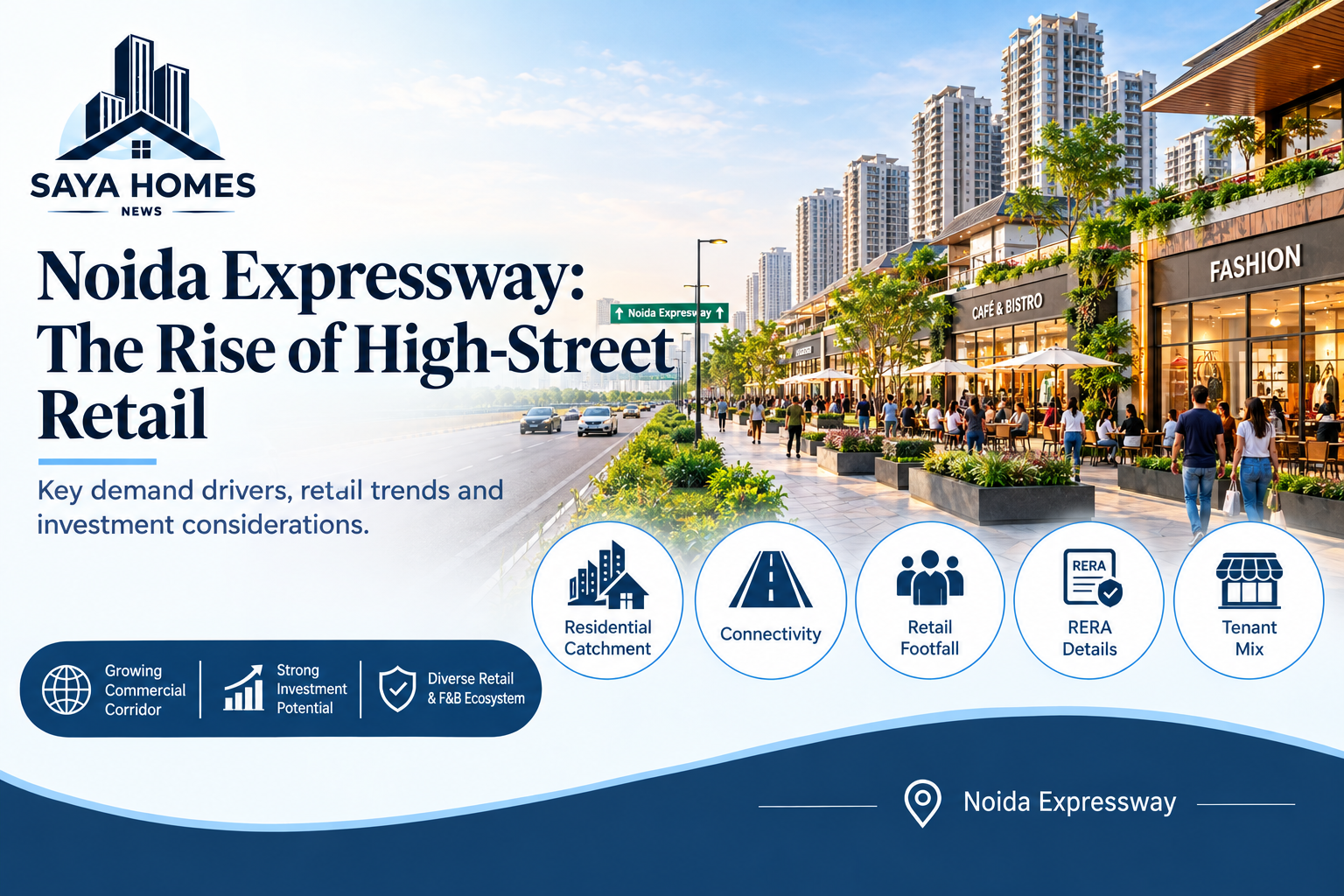 High-street retail development and commercial growth on Noida Expressway