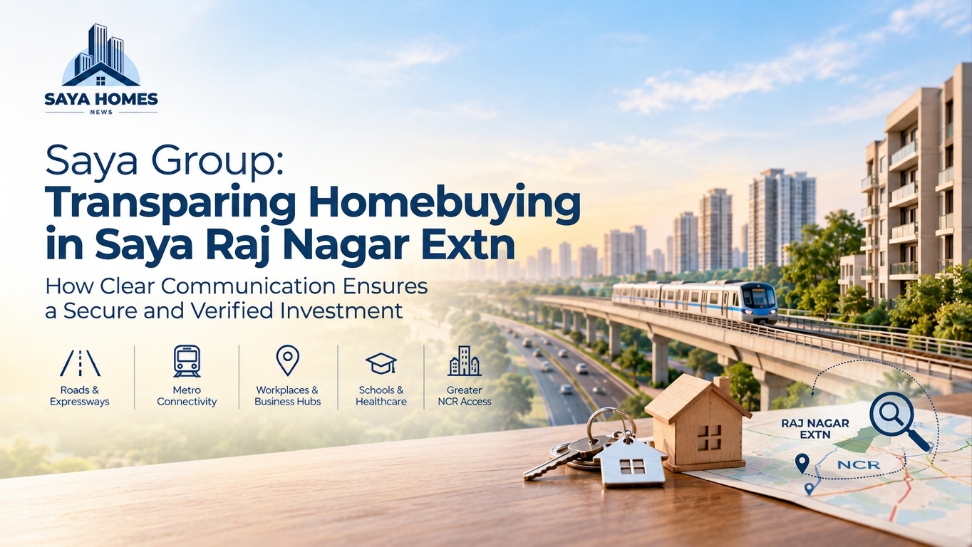Saya Group featured banner on real estate transparency and verifying property information in Saya Raj Nagar Extn.