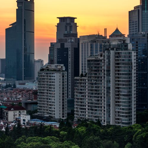 city skyline with residential district in China.